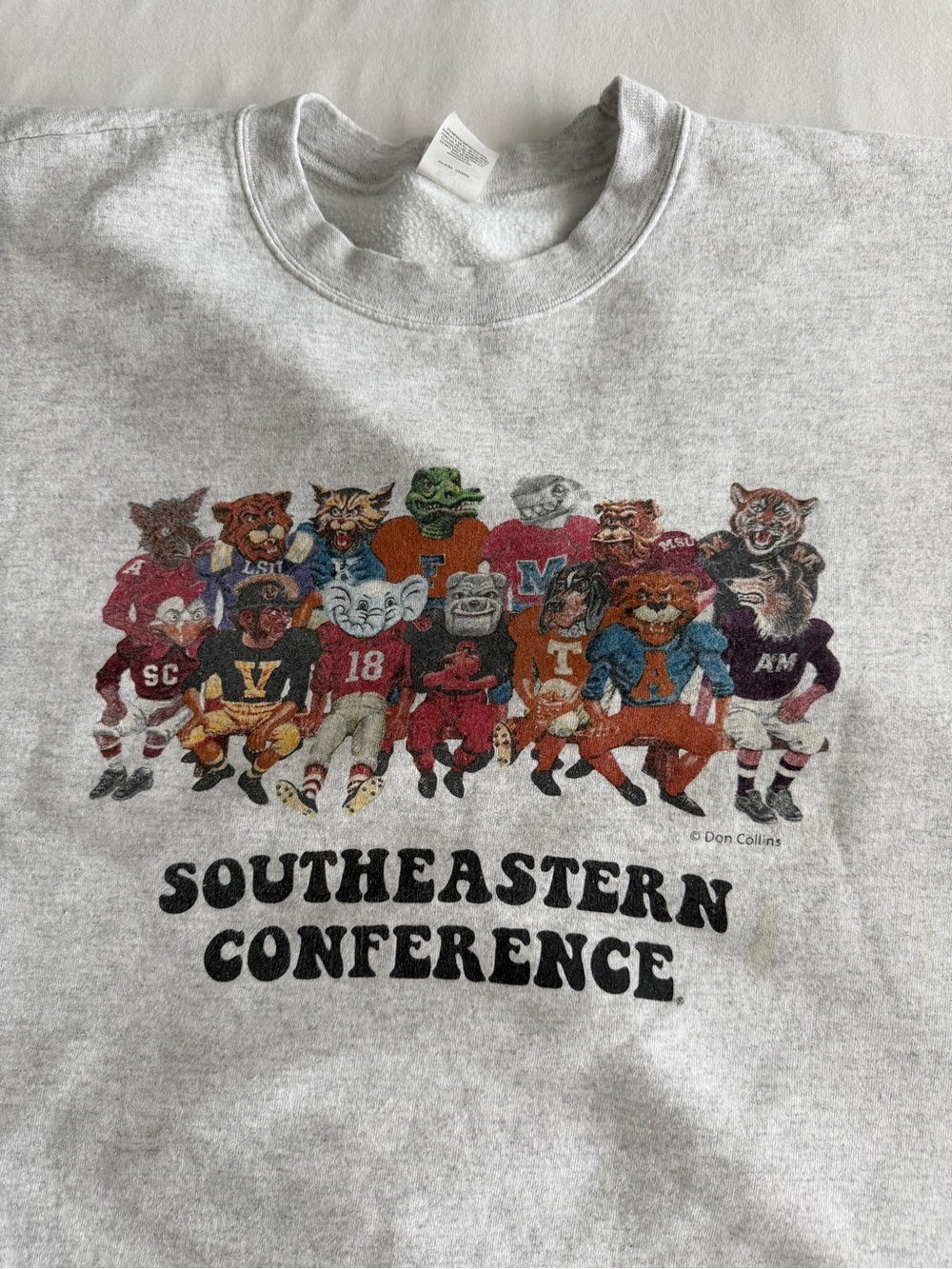 Hanes Light Gray Crewneck Sweatshirt with Colorful Mascot Graphic